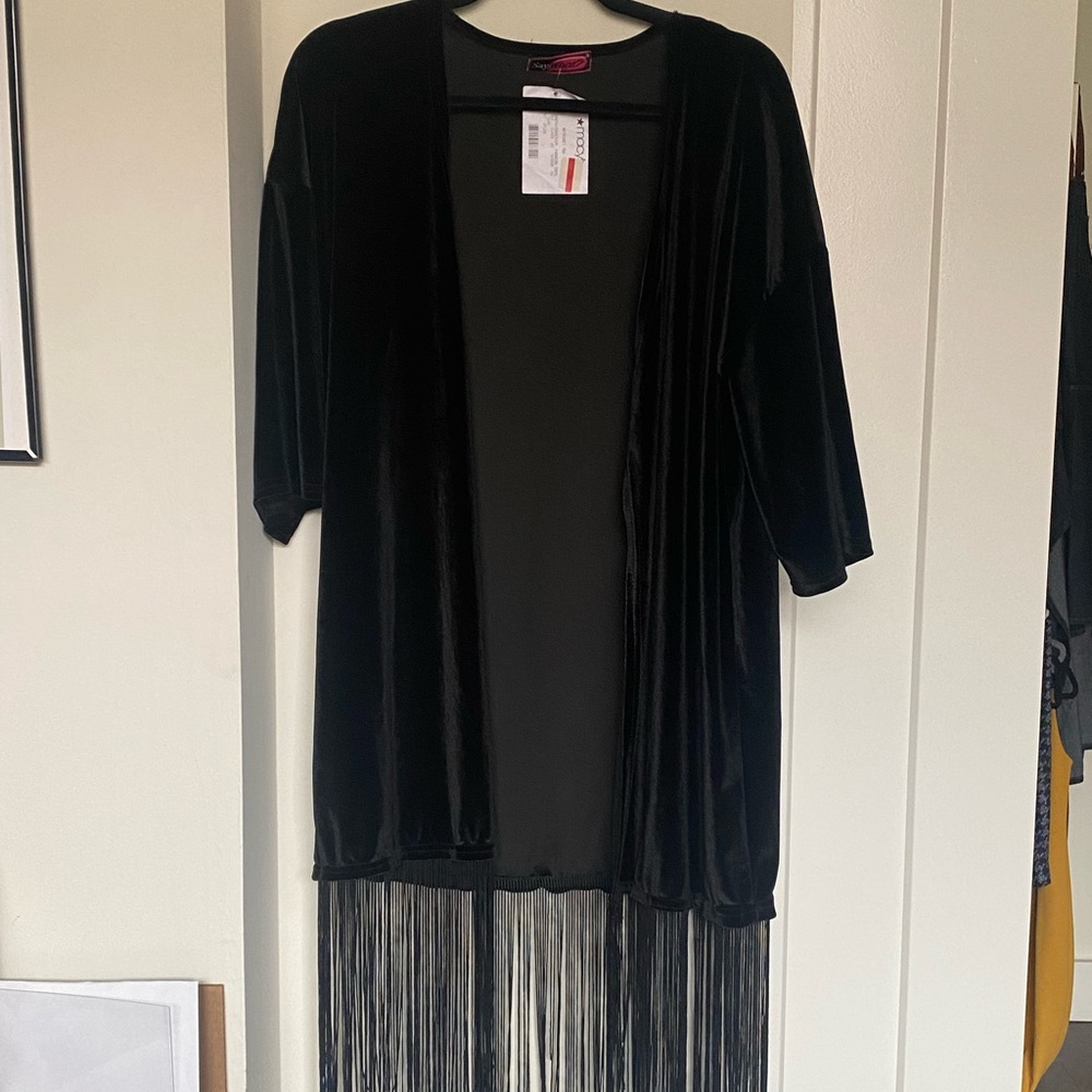 Velvet fringe cardigan